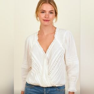 Tennis White Fairycore Cottagecore Bohemian Coquette Girl Ruched Ruffle Top SzXS